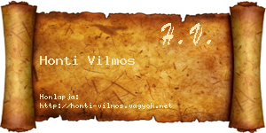 Honti Vilmos névjegykártya